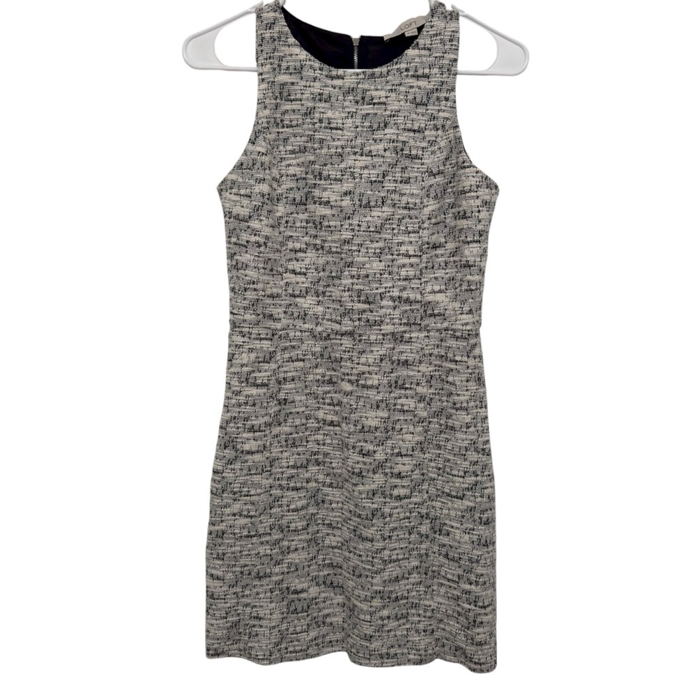 LOFT Black and White Textured Mini Dress